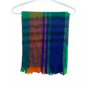 Vintage Italian made wool blend  heavy winter scarf, 12” by 62”